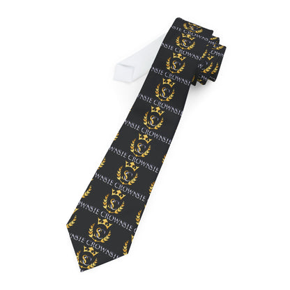 Sie Crown Necktie — Black & Gold (Regal Crest Pattern) - SIE CROWN