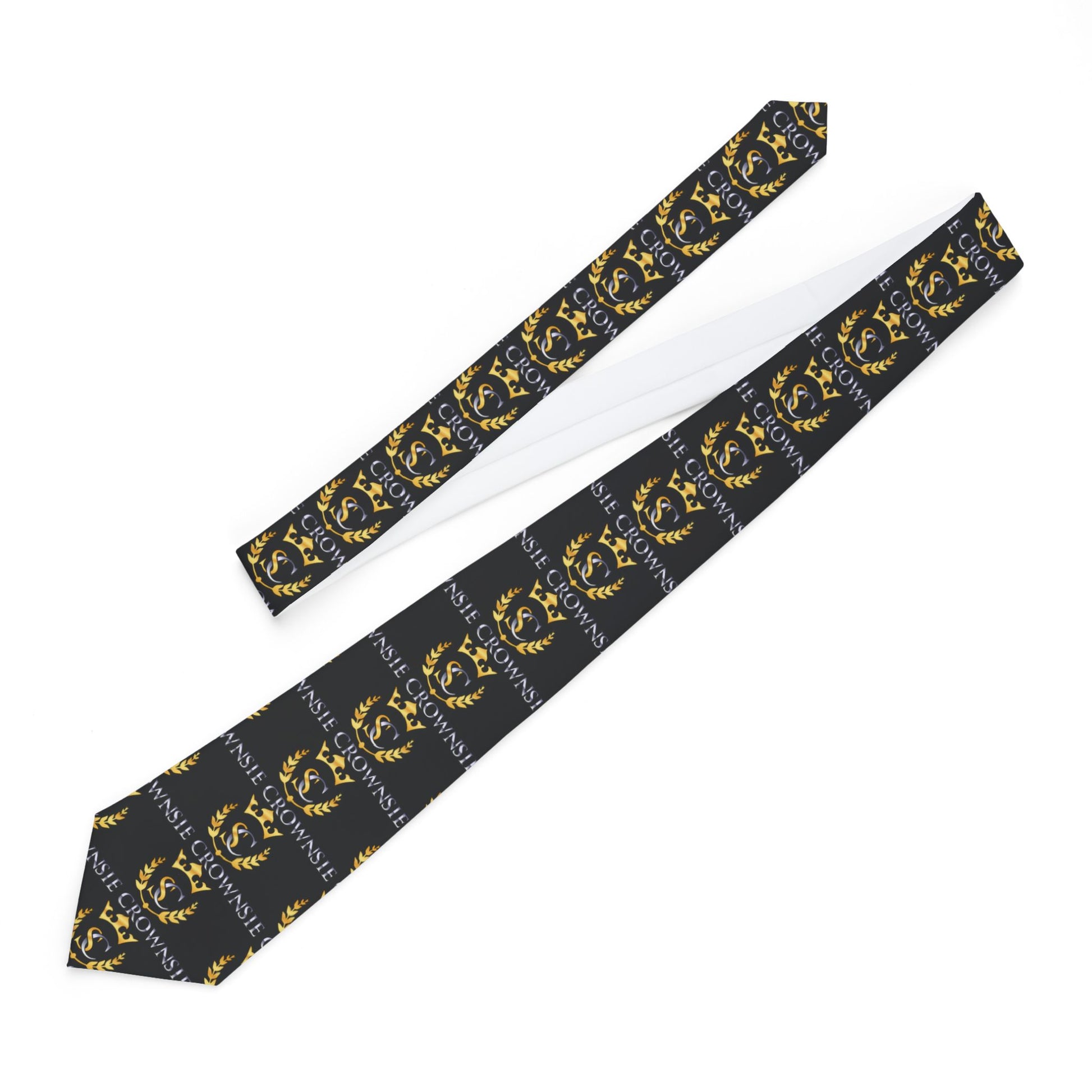 Sie Crown Necktie — Black & Gold (Regal Crest Pattern) - SIE CROWN